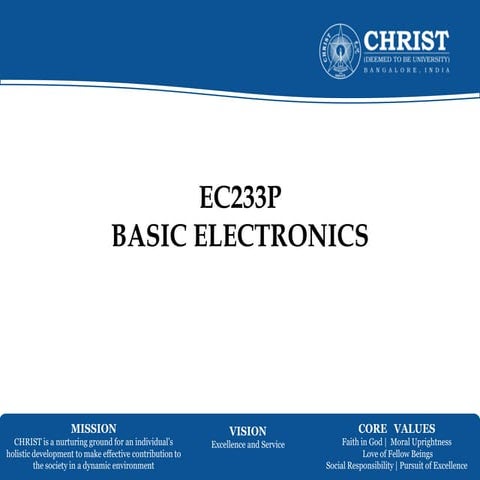 Lecture 1 - PN Junction Diode in Basic Electronics | PPT