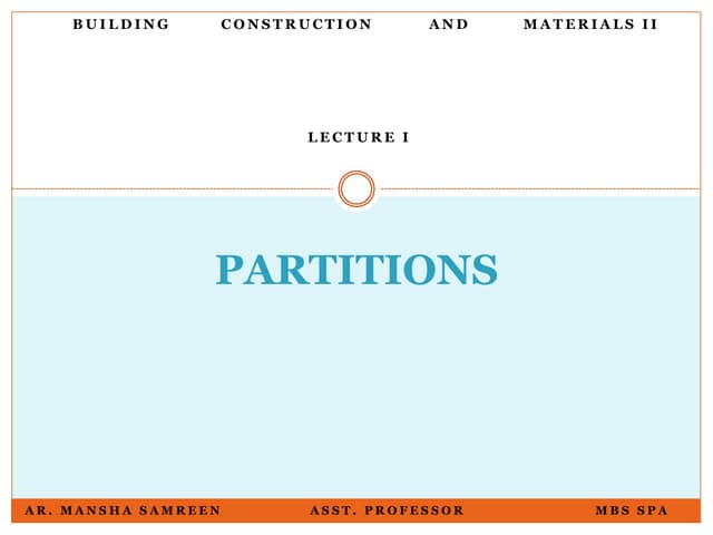 Partition System in building construction | PDF