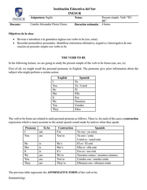 Lecture 1 - Verb to Be.docx