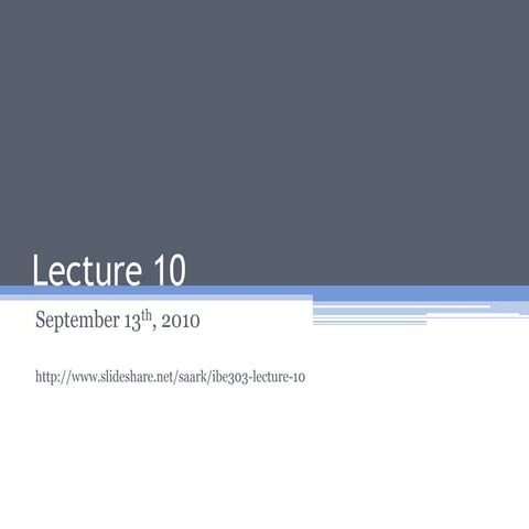 IBE303 Lecture 10