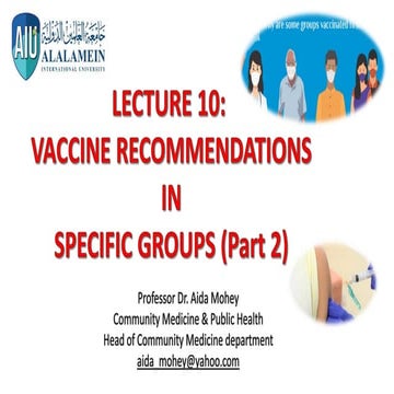 Lecture 10.pdf: vaccine recommendations in specific groups