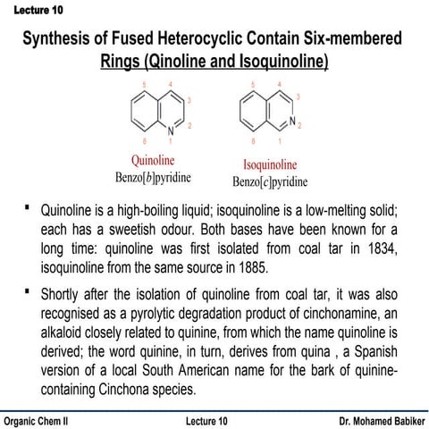 Lecture 10. Synthesis of Fused Heterocyclic Contain Six-membered.ppt