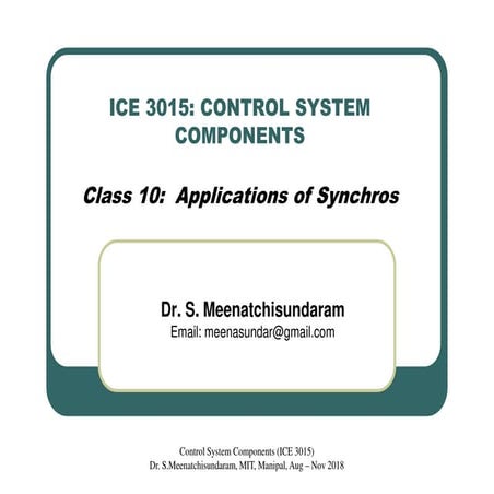 Lecture 10   applications of synchros