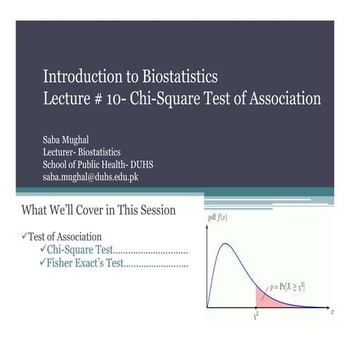 Lecture # 10  chi-square test of association