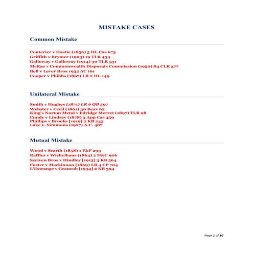 Lecture 10 mistake - cases | DOCX