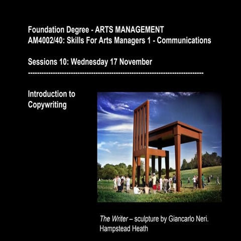 'Introduction to Copywriting' powerpoint slides