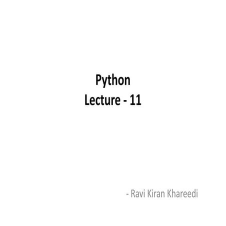 Python - Lecture 11 | PPT