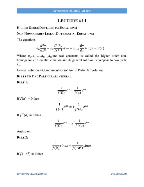 differential equation Lecture#11