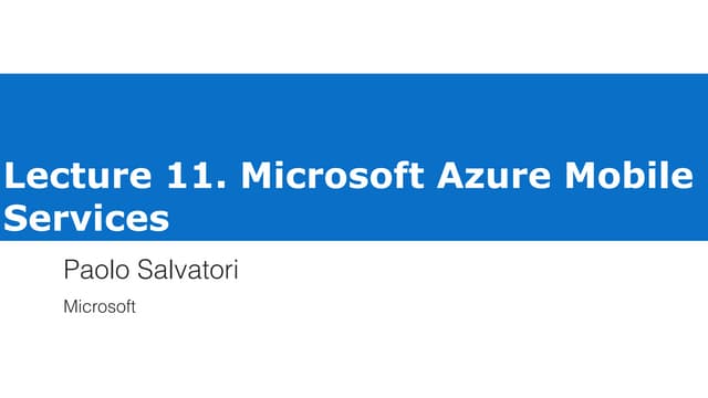 Lecture 11. Microsoft mobile services