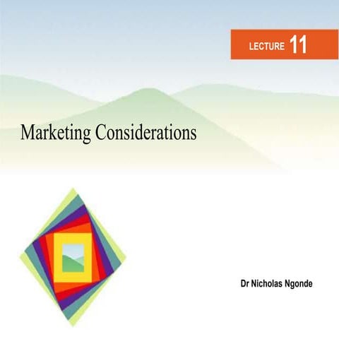 Marketing considerations in entrepreneurship