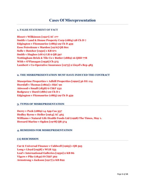 Lecture 11   misrepresentation - cases