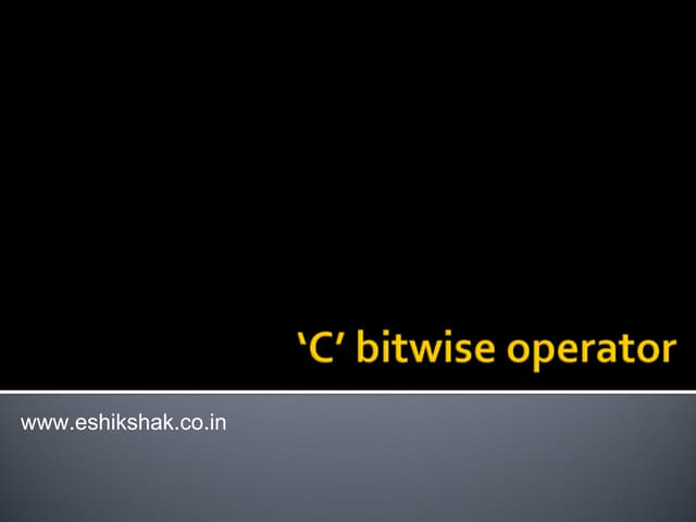 Lecture 11 bitwise_operator | PDF