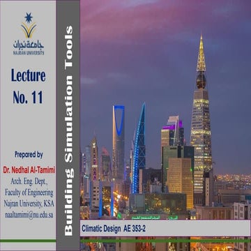 Lecture 11 computer simulation in buildings