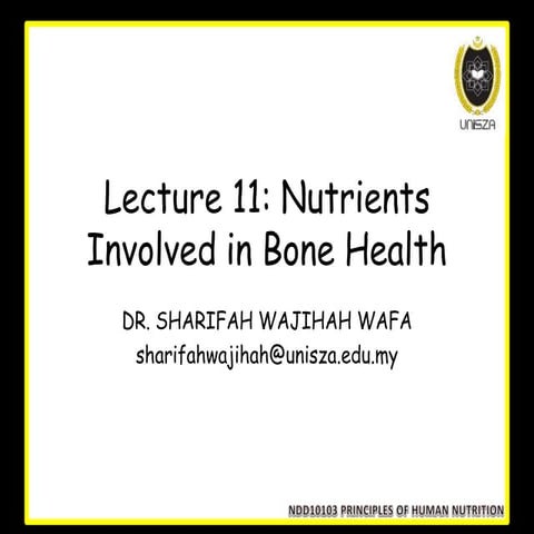 Lecture 11 nutrients involved in bone health