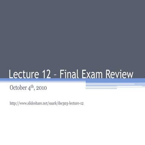 IBE303 Lecture 12