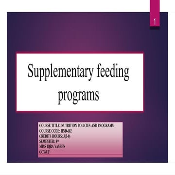Supplementary Feeding Program(SFP) in BINP | PPTX