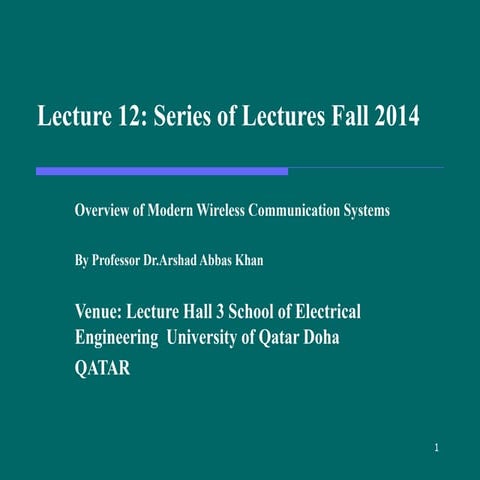 Lectures On Wireless Communication By Professor Dr Arshad Abbas Khan 