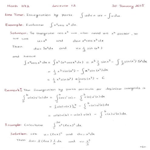Calculus II Lecture Notes | PDF