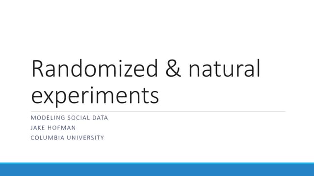 Modeling Social Data, Lecture 12: Causality & Experiments, Part 2