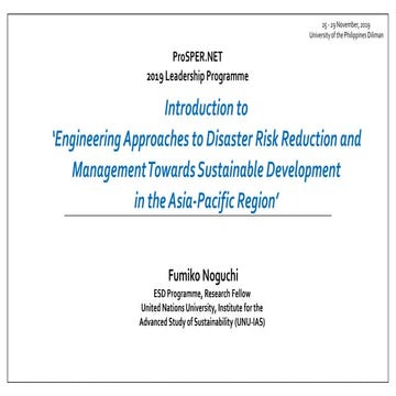 Introduction to ‘Engineering Approaches to Disaster Risk Reduction and Manage...