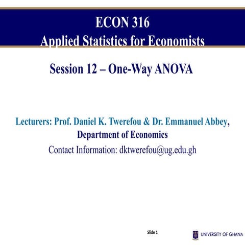 Lecture 12 Anova lecutures notes on anova