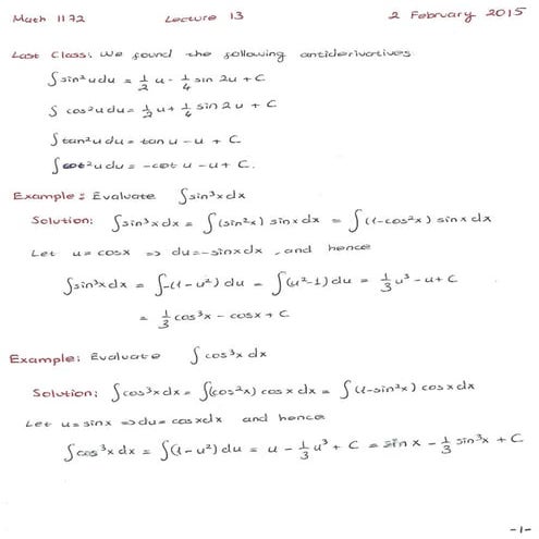 Calculus II Lecture Notes | PDF