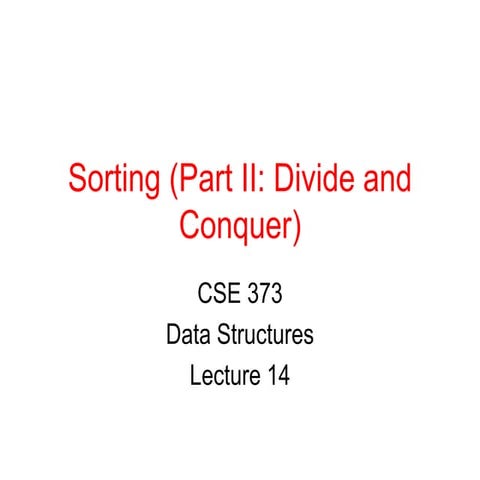 Divide and conquer Partitioning: Choosing Pivot | PPT