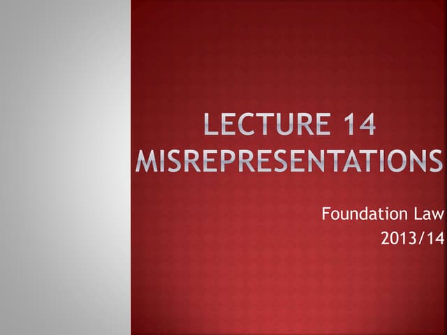 Lecture 14 misrepresentations