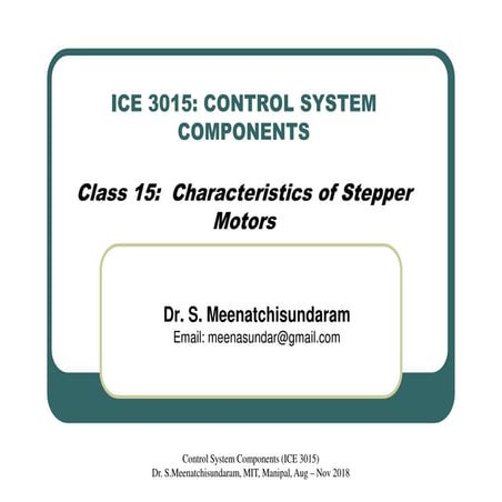 Lecture 15   characteristics of stepper motors