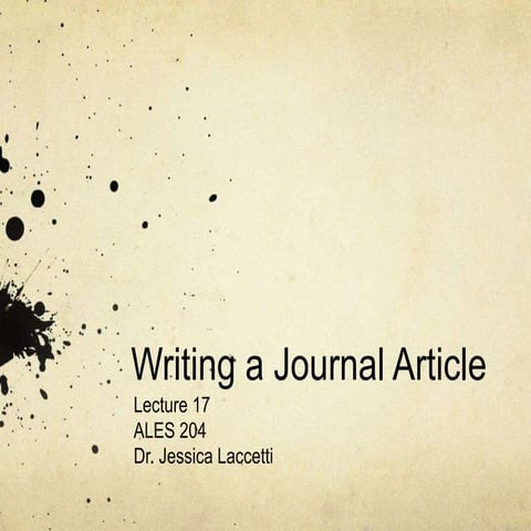 Lecture 17:  Elements of an Academic Paper