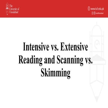 Intensive vs extensive reading... reading and writing skills | PPTX