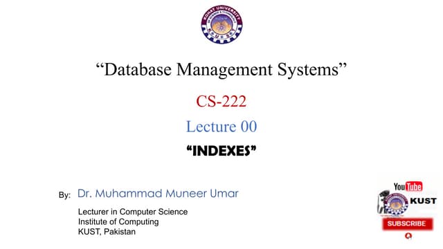 Lecture 17 (Week 11) - MYSQL INDEXES.pptx