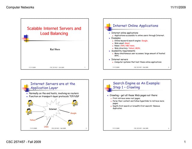 Scalable Internet Servers and Load Balancing