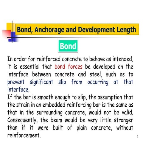 Lec10 Bond and Development Length (Reinforced Concrete Design I & Prof ...
