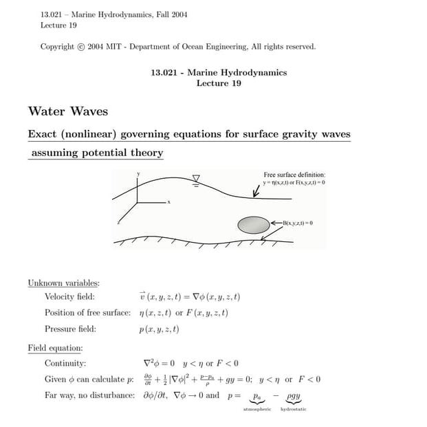 lecture19Linear wave Theory and wave hydrodynamics | PDF