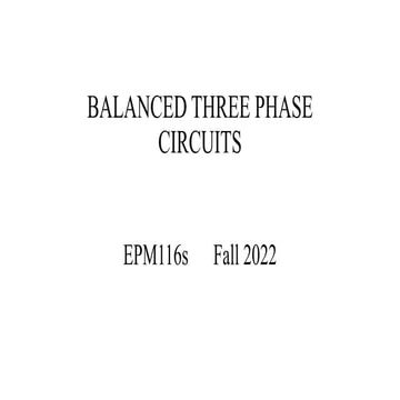 Circuits & Machines three phase circuits