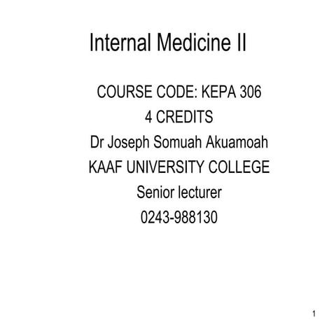 lecture 1 Course outline of internal medicine