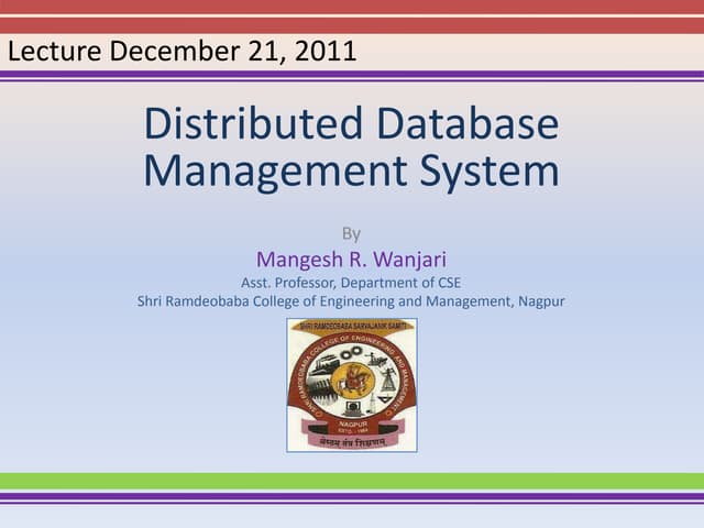 Lecture 1 ddbms