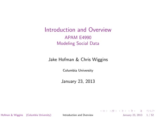 Modeling Social Data, Lecture 1: Case Studies