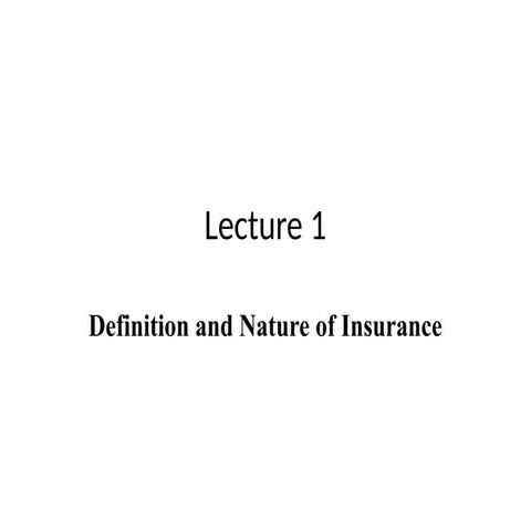 Definition and nature of Insurance Lecture 1 Spring 2026 Insurance ...