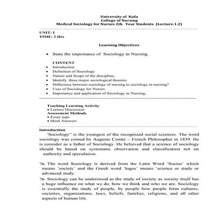 Lecture 1  introdication medical sociology for nursing