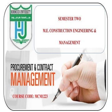 Lecture 1 Introduction to Procurement and contract Management Management - Co...