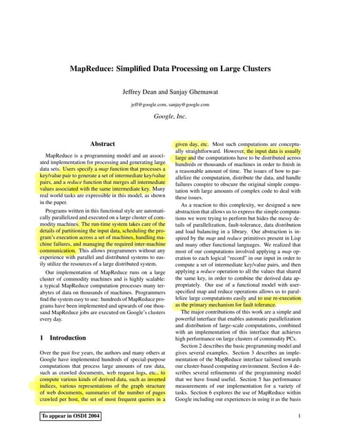 Lecture 1  mapreduce