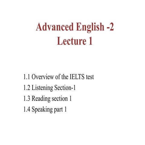 Lecture 1 overview for ielts test