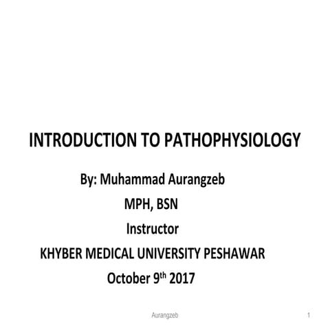 Lecture 1 pathophysiology