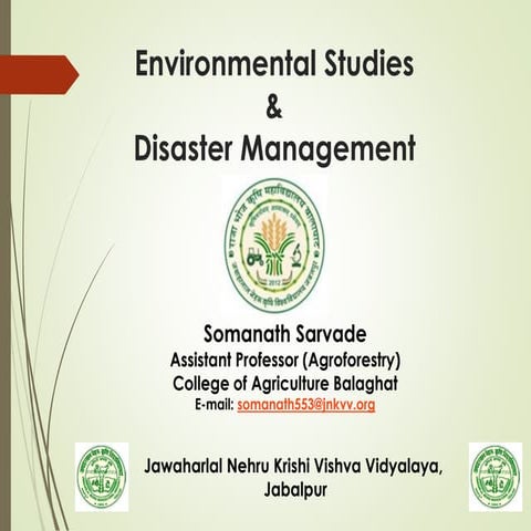 Lecture 1ppt Multidisciplinary nature of Environmental studies