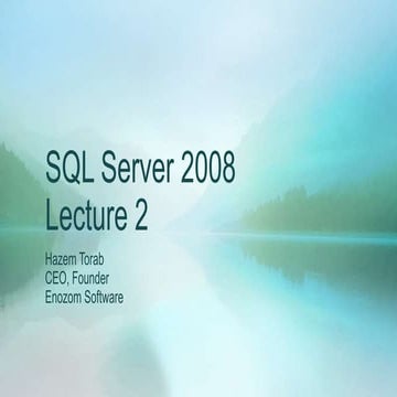 SQL Server Lecture 2 | PPT