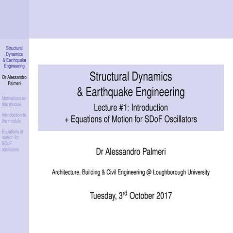 SDEE: Lectures 1 and 2