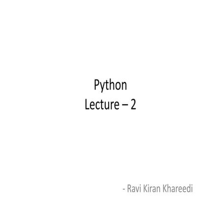 Python - Lecture 2 | PPT