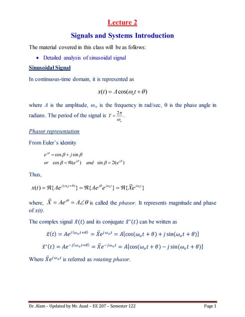 signal and system Lecture 2
